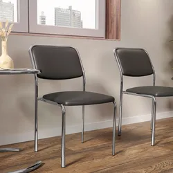 Sedia da ufficio imbottita in similpelle grigio e gambe cromo - Nadie
