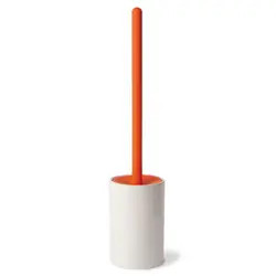 Portascopino setolato d'appoggio in ceramica e silicone bianco e arancio - Baston di Lineabeta