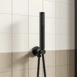 Set doccino con flessibile e presa d' acqua con supporto nero opaco - Acq+