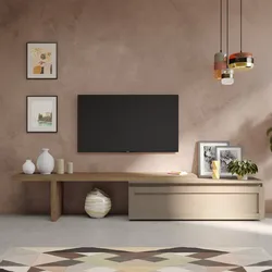 Mobile porta tv 184-270x44h cm mercure e cassettone argilla con cornice - Clary