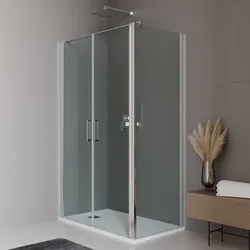 Box doccia 80x100 cm saloon in cristallo anticalcare trasparente 195h - Tempo Evo