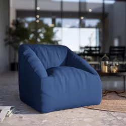 Pouf poltrona da giardino in tessuto olefin blu - Baku