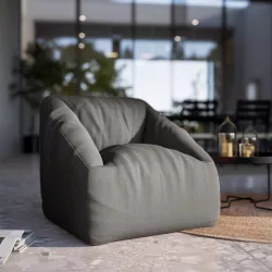 Pouf poltrona da giardino in tessuto olefin grigio scuro - Baku