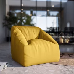 Pouf poltrona da giardino in tessuto olefin giallo - Baku