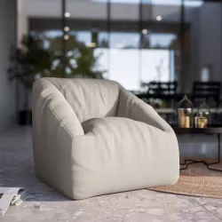 Pouf poltrona da giardino in tessuto olefin grigio chiaro - Baku