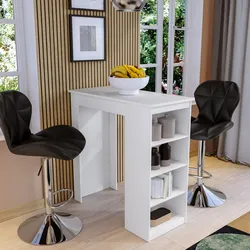 Penisola cucina 117x54 cm in legno bianco con vani laterali - Sizar