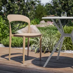 Sedia impilabile da giardino in polipropilene beige - Valda