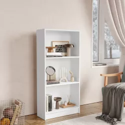 Libreria 58x120h cm in legno bianco con 3 ripiani - Power