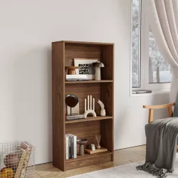 Libreria 58x120h cm in legno rovere noce con 3 ripiani - Power