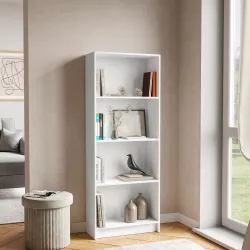 Libreria 58x150h cm in legno bianco con 4 ripiani - Power