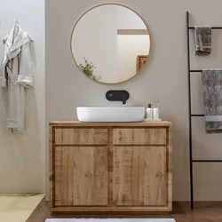 Mobile bagno portalavabo 100 cm  mango naturale e specchio - Jaiden