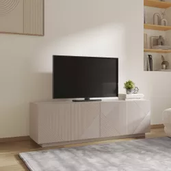 Mobile porta tv 175x55h cm con 4 ante soft close cashmere opaco cannettato - Ayla