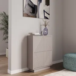 Scarpiera 60x81h cm con 2 ante a ribalta cashmere opaco cannettato - Ayla