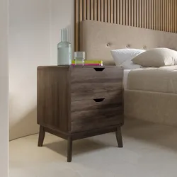 Comodino 45x55h cm in legno rovere kover con 2 cassetti - Ember