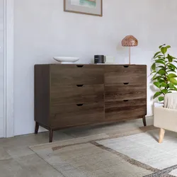 Cassettiera 140x82h cm in legno rovere kover con 6 cassetti - Ember