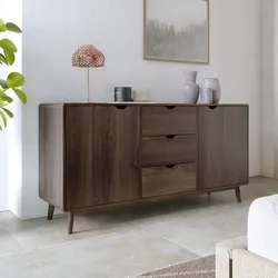 Madia 160x80h cm in legno rovere kover con 2 ante e 3 cassetti - Ember