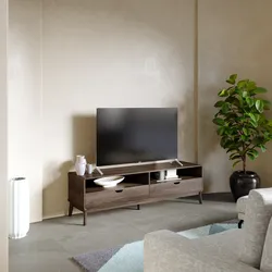 Mobile porta tv 150x45h cm in legno rovere kover con 2 vani a giorno e 2 cassetti - Ember