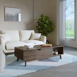 Tavolino 120x38h cm in legno rovere kover con vano a giorno e 1 cassetto - Ember