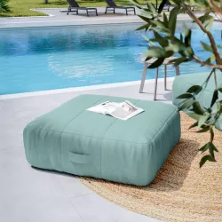 Maxi pouf da giardino in tessuto olefin verde acqua - Baku