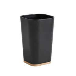 Portaspazzolino d'appoggio nero e bambù naturale - Linky
