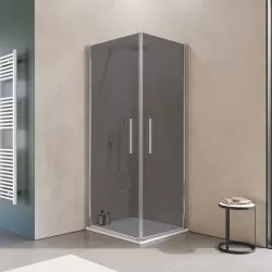 Box doccia 70x80 cm doppio battente con vetro temperato fumé e profilo cromo 195h - Nilo