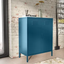 Armadietto 80x102h cm in acciaio blu petrolio con 2 ante - Roger