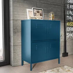 Armadietto 80X102h cm in acciaio verniciato blu petrolio con 4 ante - Latino