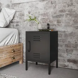 Comodino 40x60h cm in acciaio verniciato nero con 1 anta - Easton