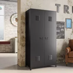 Armadio 90x180h cm in acciaio verniciato nero con 2 ante - Easton