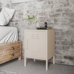 Comodino 40x60h cm in acciaio verniciato crema con 1 anta - Easton