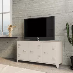 Mobile porta tv 120x60h cm in acciaio verniciato crema con 3 ante - Easton