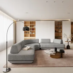 Divano modulare in tessuto olefin grigio e alluminio antracite - Laela