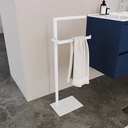 Piantana portasciugamani bianco con base in vetro - Naya