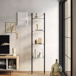 Libreria con altezza regolabile 122x190-200h cm nera con 12