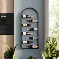 Portabottiglie da parete 45x105h cm in metallo nero - Cabernet