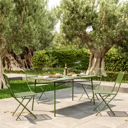 Set pranzo tavolo 150x80 cm e 4 sedie pieghevoli verde bosco - Faber