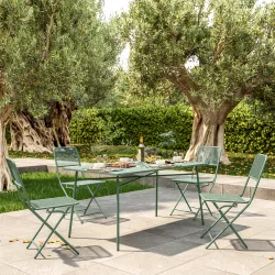 Set pranzo tavolo 150x80 cm e 4 sedie pieghevoli verde marino - Faber