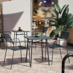 Set bistrot tavolo 60x60 e 2 sedie con braccioli in acciaio blu notte - Faber