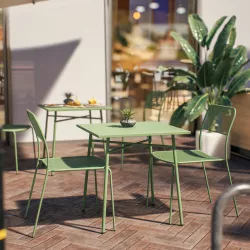 Set bistrot tavolo 70x70 cm e 2 sedie in acciaio verde bosco - Faber