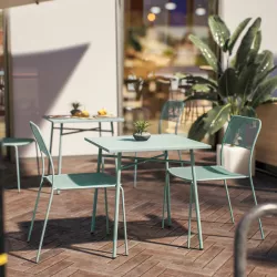 Set bistrot tavolo 70x70 cm e 2 sedie in acciaio verde marino - Faber