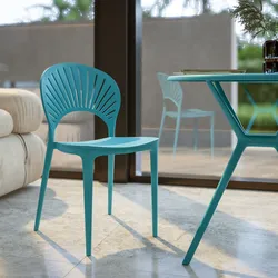 Sedia con schienale a raggi in polipropilene blu maldive - Amaty