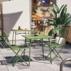 Set bistrot tavolo 70x70 cm e 2 sedie pieghevoli in acciaio verde bosco - Faber