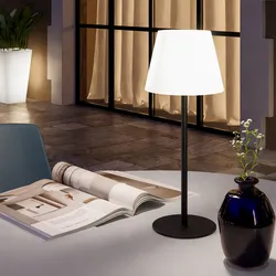 Lampada LED portatile paralume rotondo 15 cm in alluminio nero - Sazerac