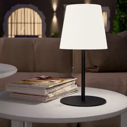 Lampada LED portatile paralume rotondo 15 cm in alluminio nero con catenella - Sazerac