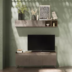 Porta tv con piedini 180 cm, finitura Cashmere e Mercure