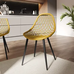 Sedia in polipropilene senape con gambe nere - Timeles