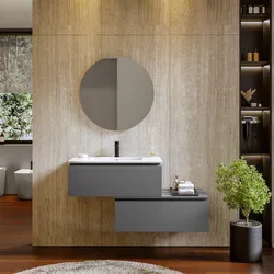 Mobile bagno sospeso 80 cm grigio grafite con cassettone e specchio - Alterego