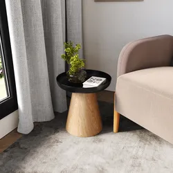 Tavolino 40 cm in legno effetto frassino con top in metallo nero - Bradford