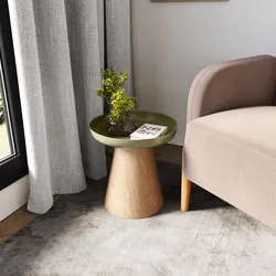 Tavolino 40 cm in legno effetto frassino con top in metallo verde oliva - Bradford