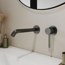 Miscelatore lavabo a muro in ottone nero spazzolato - Oasis